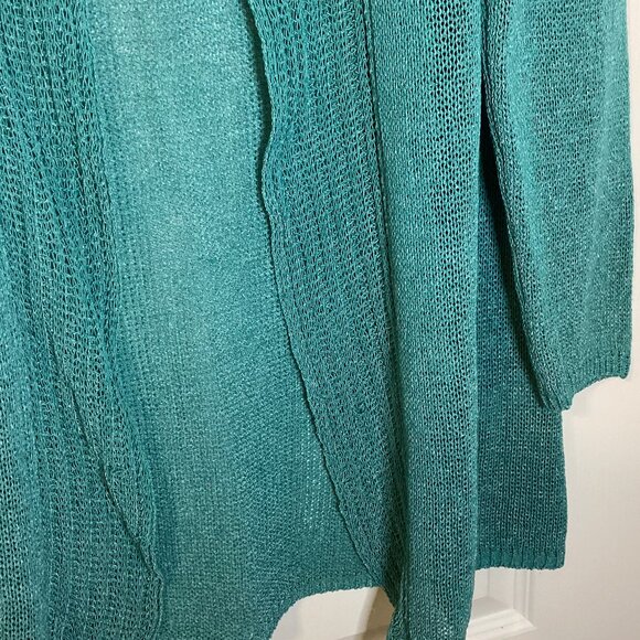 Bellina Women's Open Front Long Cardigan Duster Size L Semi Sheer Made in Italy - Picture 5 of 9
